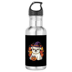 Süßes Bulldoggen-Halloween-Kürbis-Hund-Design_1 Edelstahlflasche