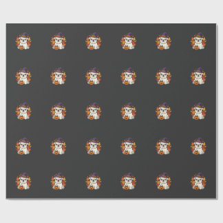 Süßes Bulldoggen-Halloween-Kürbis-Hund-Design_1 Geschenkpapier