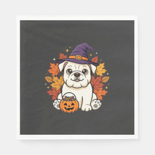 Süßes Bulldoggen-Halloween-Kürbis-Hund-Design_1 Serviette