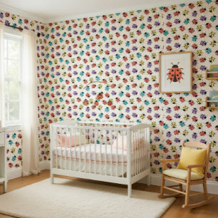 Süßes Bunte Marienkäfer Muster Kinder Tapete