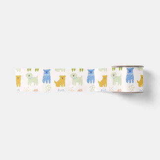 Süßes bunte Wachsmalstift-Hunde-Geschenkpapier Satinband