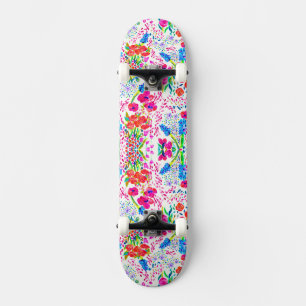 Süßes bunte Wasserfarben-Blumenmuster Skateboard