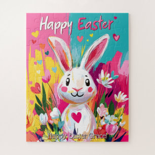 Süßes bunte Wasserfarben-Osterhasen-Puzzle Puzzle