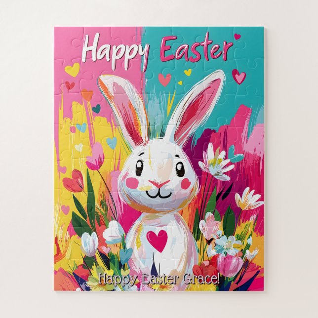 Süßes bunte Wasserfarben-Osterhasen-Puzzle Puzzle (Vertikal)