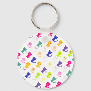 Süßes bunter lustiger Katzen Muster Nummernschild  Schlüsselanhänger