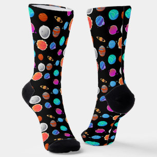 Süßes bunter Weltraum-Planeten-Muster schwarz Socken