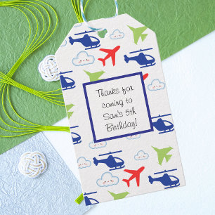 Süßes buntes Flugzeug & Wolken Aviator Custom Geschenkanhänger