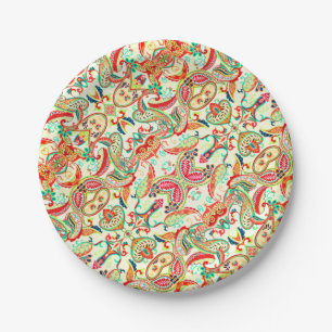 Süßes, buntes Paisleymuster Pappteller