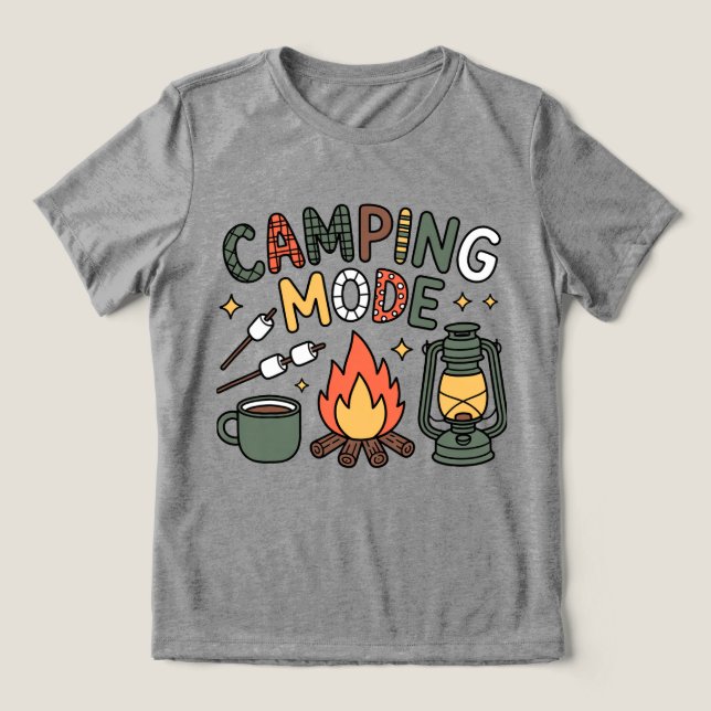 Süßes Camping-Modus-T-Shirt Tri-Blend Shirt (Design Vorderseite)