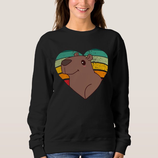 Süßes Capybara-Design Retro-Herzform Vintage Sweatshirt (Vorderseite)