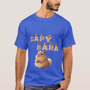 Süßes Capybara-Familien-Grafik-T-Shirt, Fluffiges T-Shirt