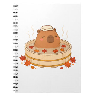Süßes Capybara-Herbst-Onsen-Ahornblatt-Notizbuch Notizblock