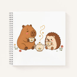 Süßes Capybara-Igel-Teezeit-Freunde-Notizbuch Notizbuch