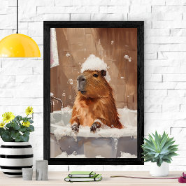 Süßes Capybara in Badewannenposter Poster