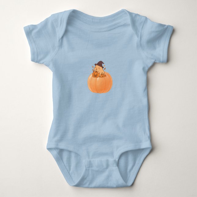 Süßes Capybara-Kürbis-Halloween-T-Shirt Baby Strampler (Vorderseite)