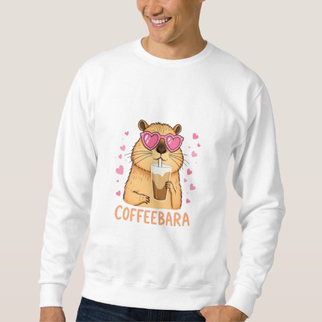 Süßes Capybara mag Kaffee Coffeebara Sweatshirt (Vorderseite)