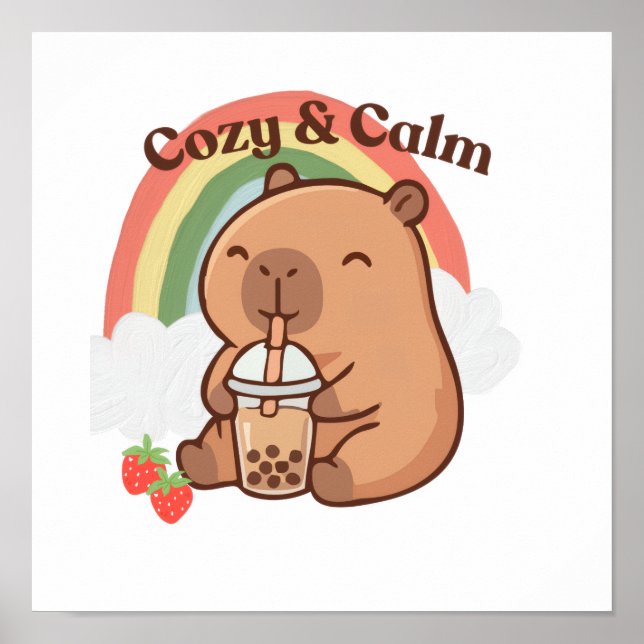 Süßes Capybara-Plakat für das Wohnzimmer Poster (Vorne)