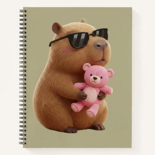 Süßes Capybara umarmt Teddybär Spiralblock Notizbuch