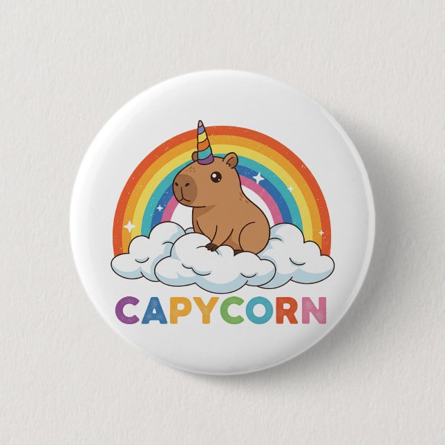 Süßes Capycorn Capybara Einhorn Regenbogen Button (Vorderseite)