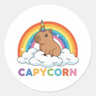 Süßes Capycorn Capybara Einhorn Regenbogen Runder Aufkleber