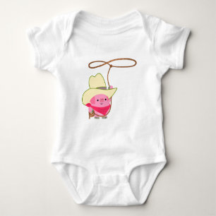 Süßes Cartoon-Cowboy-Schwein mit Lasso  Baby Strampler