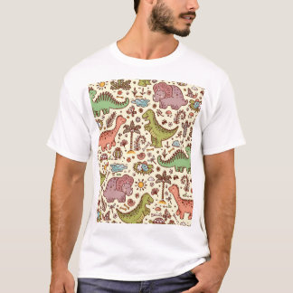 Süßes Cartoon-Dinosaurier-Vintage-Muster T-Shirt