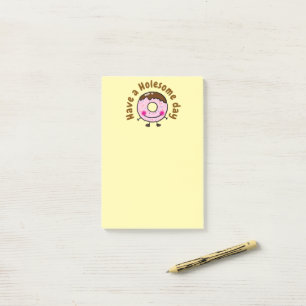Süßes Cartoon-Donut, hab einen löchrigen Tag, Wort Post-it Klebezettel