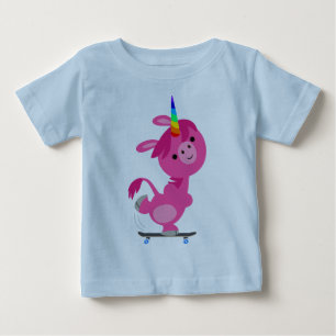 Süßes Cartoon-Einhorn-Skateboard-Baby-T-Shirt Baby T-shirt