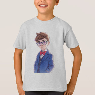 Süßes Cartoon-Jungen in Blauem Anzug Kinder T-Shir T-Shirt