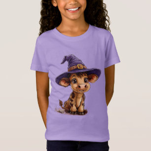 Süßes Cartoon-Kalb in einem Hexenhut T-Shirt