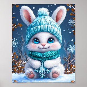 Süßes Cartoon-Kaninchen mit sanftem Stil Poster