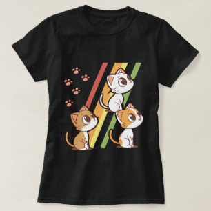 Süßes Cartoon-Katzen Retro-Regenbogen-T-Shirt Ka T-Shirt