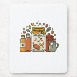 Süßes Cartoon-Keksglas- und scharfe Sauce Foodie T Mousepad