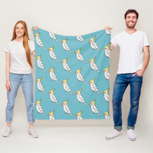 Süßes Cartoon Lutino Nymphensittich-Vogel-Muster Fleecedecke
