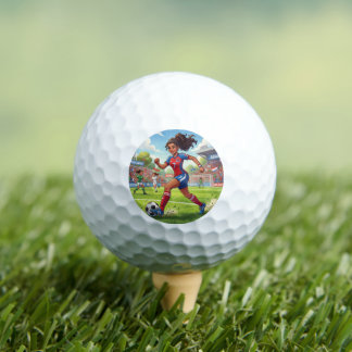 Süßes Cartoon-Mädchen spielt Fußball Golfball