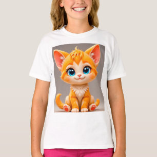 Süßes Cartoon Orange Kätzchen T-Shirt