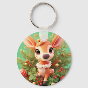 Süßes Cartoon Reh Weihnachtsgeschenk Schlüsselanhänger