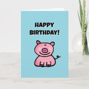 Süßes Cartoon-Rosa-Schwein Frohen Geburtstag Karte