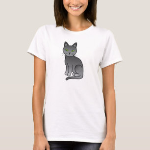 Süßes Cartoon-Russisch-Blau-Katze-Design T-Shirt