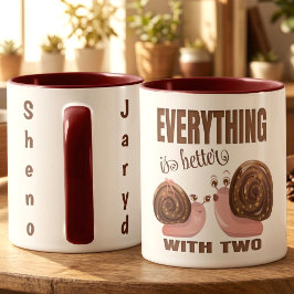 Süßes Cartoon-Schnecken-Paar Tasse