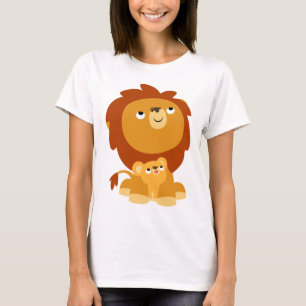 Süßes Cartoon-Schutz Löwe & Junges Frauen T-Shirt