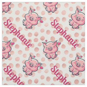 Süßes Cartoon-Schwein, Roségold-Punkte und benutze Stoff