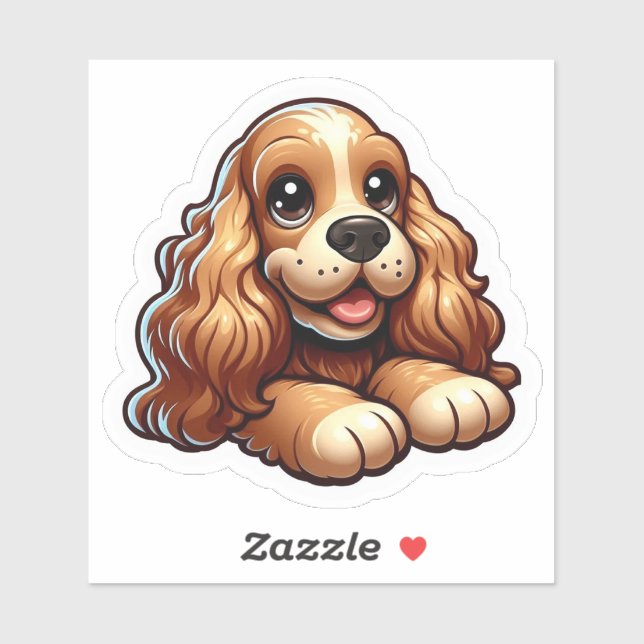 Süßes Chibi-Cocker-Spaniel-Welpen-Gesicht Aufkleber (Blatt)