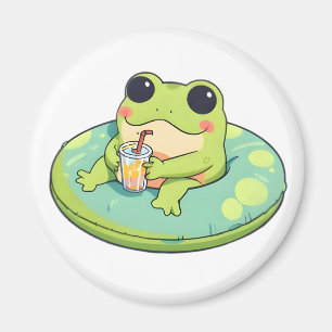 Süßes Chibi-Frosch-Sommerpool-Tag-Limonade-Design Magnet
