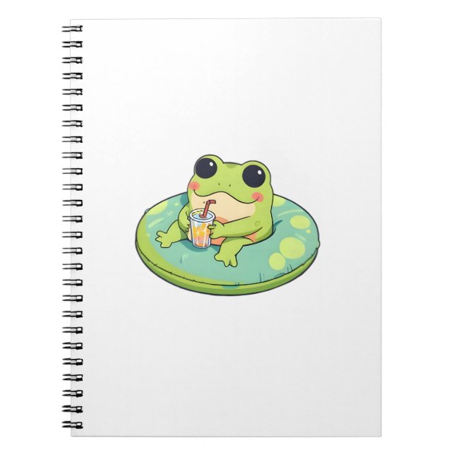 Süßes Chibi-Frosch-Sommerpool-Tag-Limonade-Design Notizblock (Vorderseite)