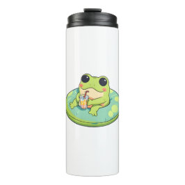 Süßes Chibi-Frosch-Sommerpool-Tag-Limonade-Design Thermosbecher