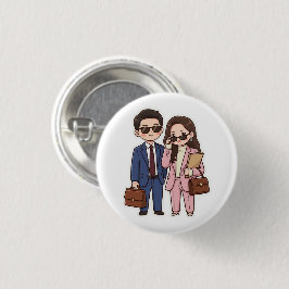 Süßes Chibi K-Drama Anwalt Paar Button Pin