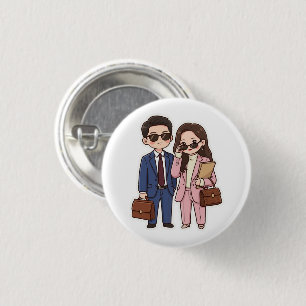 Süßes Chibi K-Drama Anwalt Paar Button Pin