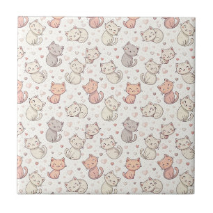 Süßes Chibi-Katzen-Muster - Kinder Kawaii Kätzchen Fliese