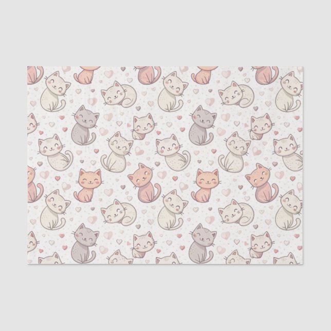 Süßes Chibi-Katzen-Muster - Kinder Kawaii Kätzchen Seidenpapier (Vorderseite)